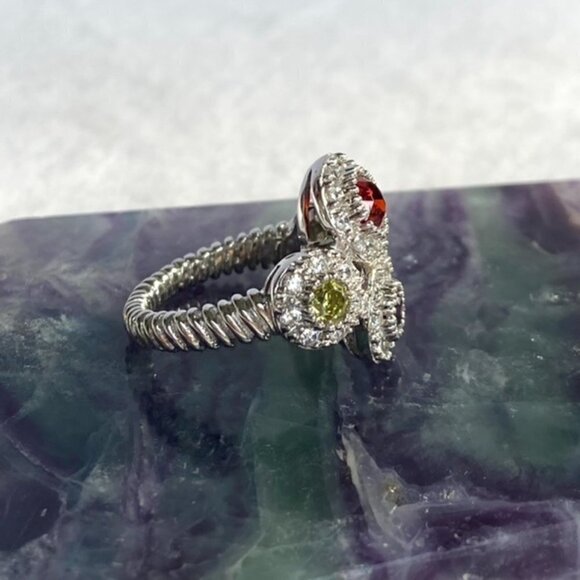 Sterling Silver 925 Joseph Esposito Multicolor CZ Circle Ring Sz 6 Modernist - Picture 5 of 16